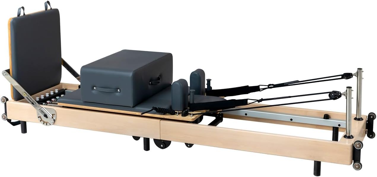 Wood Foldable Pilates Reformer Machine with Accessories